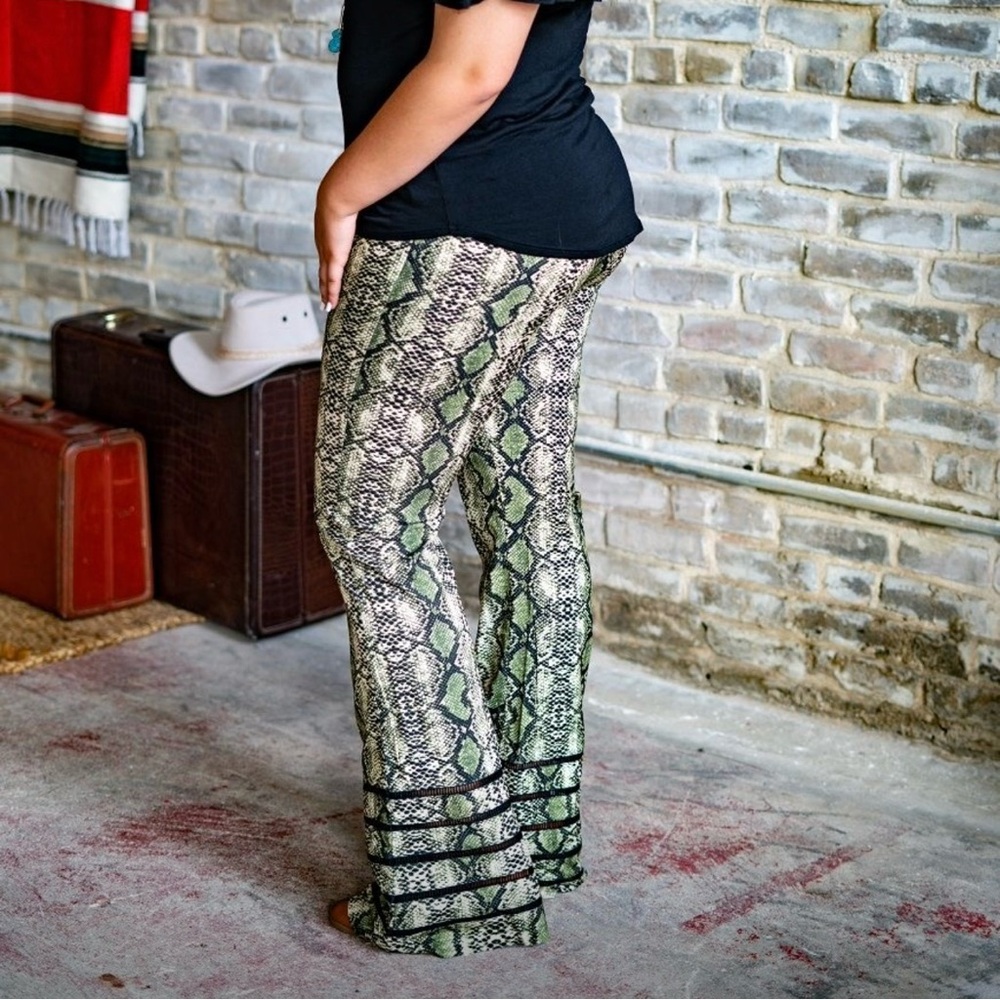 Lucky & Blessed Green and Black Wide Leg Pants